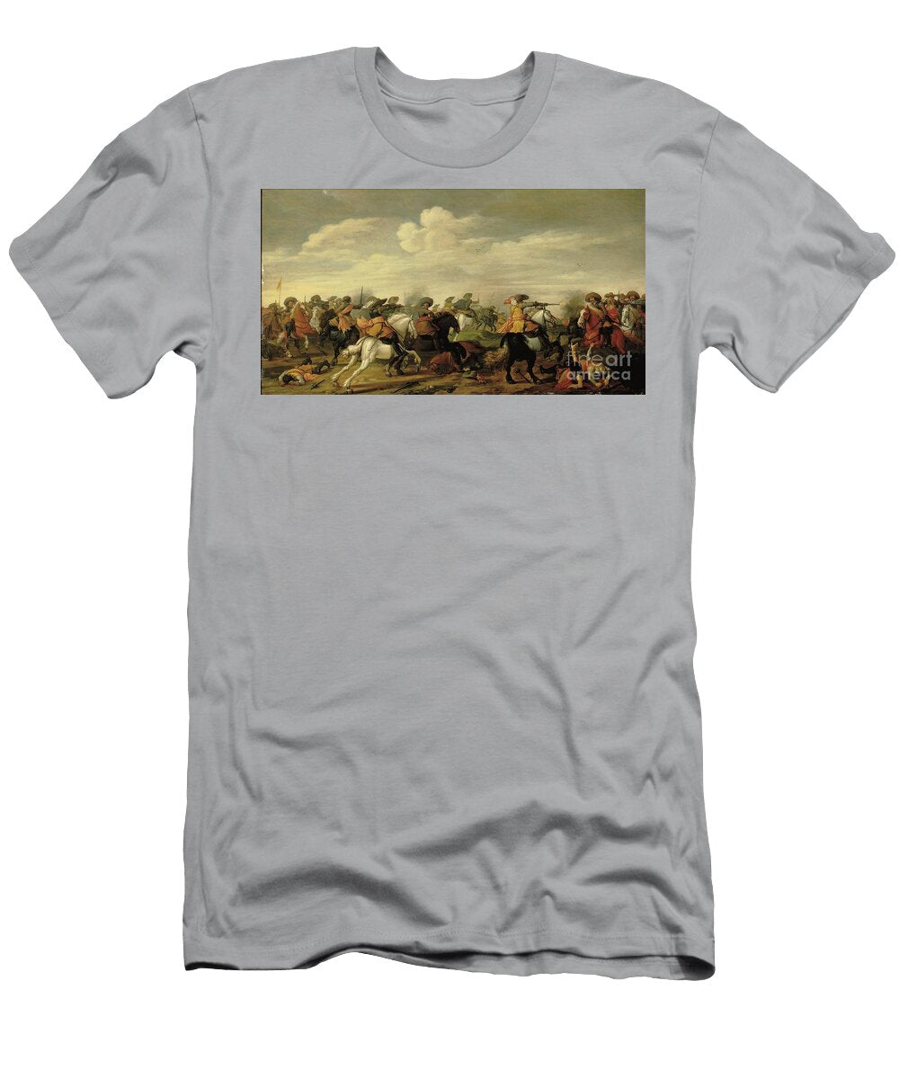 A Cavalry Skirmish in a Landscape Palamedes Palamedesz T-Shirt