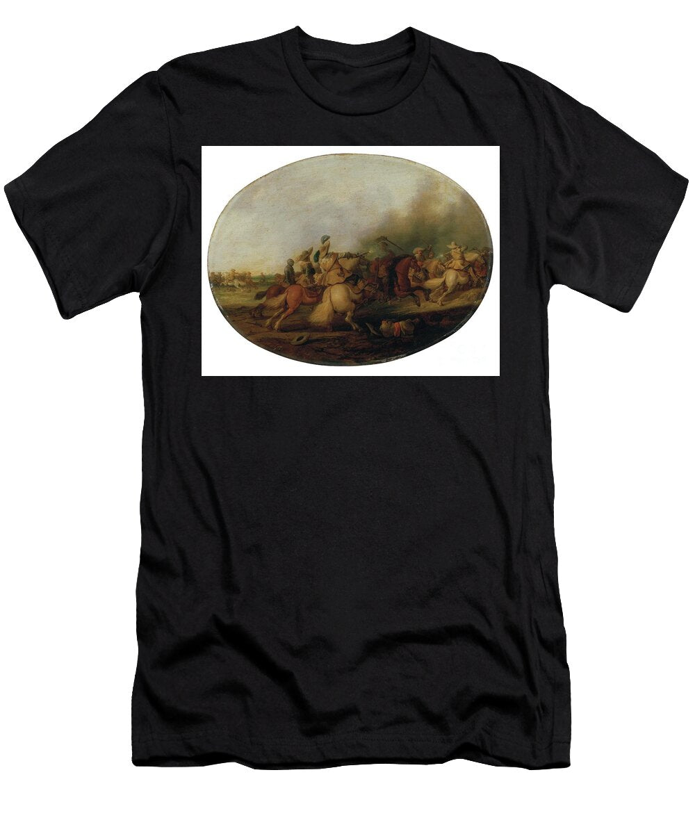A Cavalry Skirmish with a Fallen Soldier 1637 Palamedes Palamedesz T-Shirt